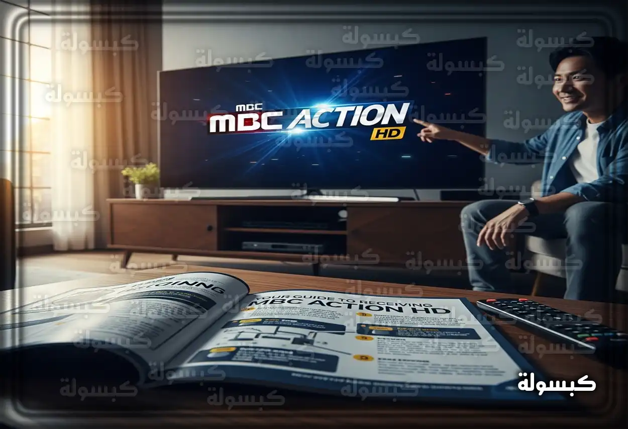 تردد قناة ام بي سي اكشن الجديد 2025 MBC Action: كيف تضبطه بسهولة على جهازك؟ (تحديث 2025) شعار قناة MBC Action مع بيانات التردد الجديد